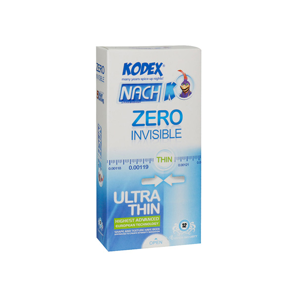 Kodex-Zero-Invisible-Ultra-Thin-Condom.jpg کاندوم مدل زیرو 12 عددی Zero Natural Condoms کدکس - تصویر 1