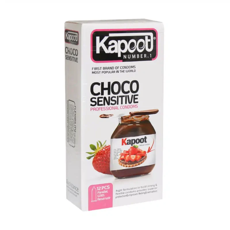 kapoot-choco-sensitive.jpg.webp کاندوم ضد حساسیت با طعم نوتلا کاپوت(قراص 12 عدد) - تصویر 1